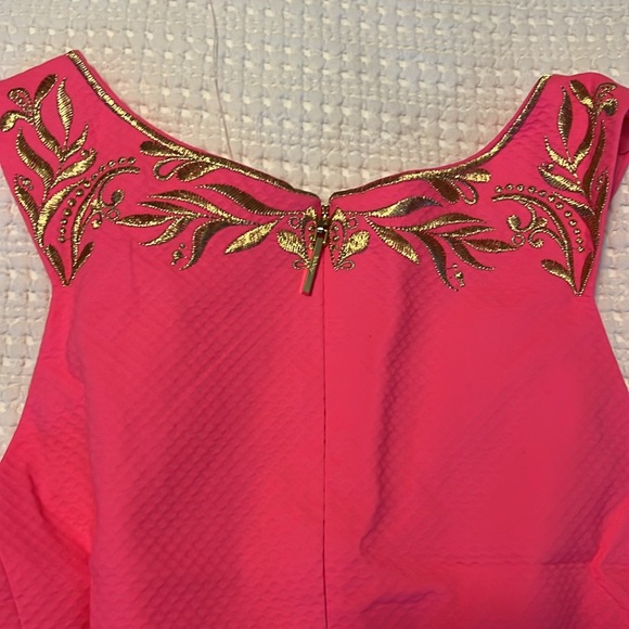 Lilly Pulitzer pink and gold shift dress.  NWT. Absolutely gorgeous! - Picture 6 of 7